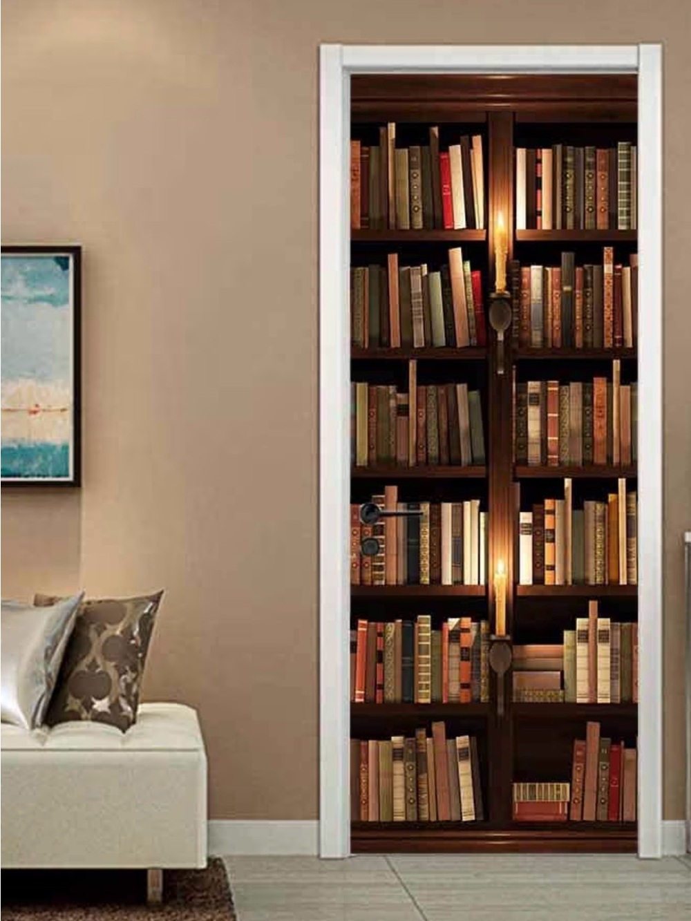 Bookshelf Door Mural Sticker